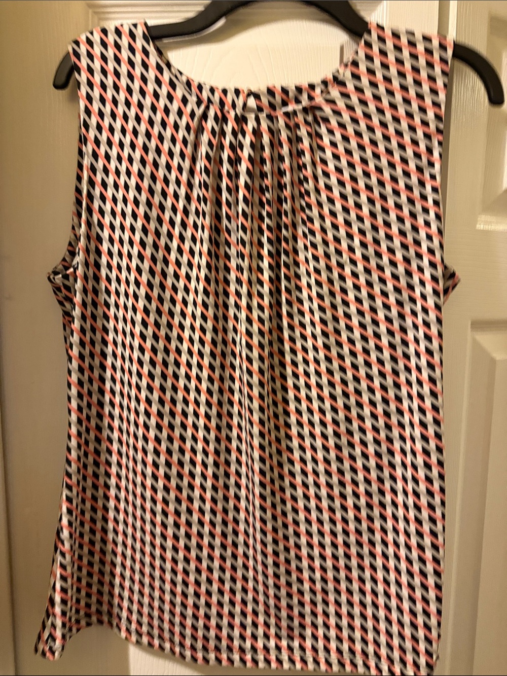 Calvin Klein Black White Beige and Pink Geometric Sleeveless Blouse